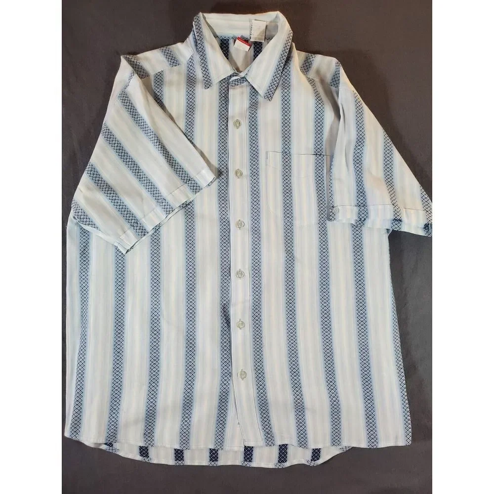 Ocean Pacific Mens Shirt Button Up S/S M Cotton & Polyester All Over Pattern